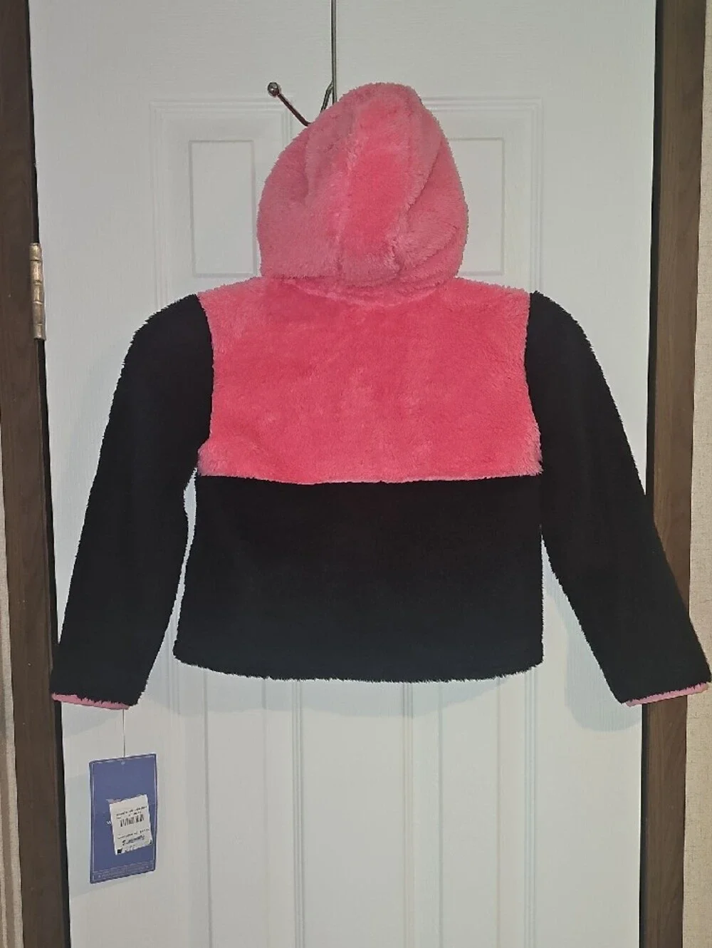 Weather Club Girls L 6X Pink Black Faux Fur Zippered Hooded Jacket w/Pockets New